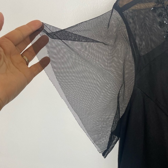 Torrid Mesh Sequin Trim Short Sleeves Top Size 1X Black V-Neck Party Cocktail - Picture 5 of 11